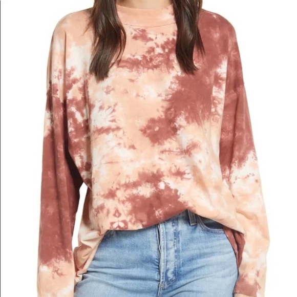 Free People Be Free Cabernet Combo Tie Dye Long Sleeve Shirt - Picture 1 of 12